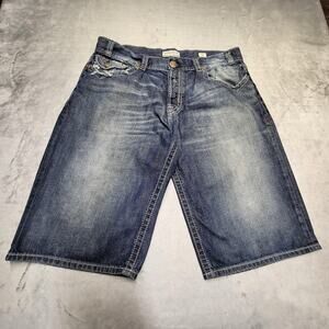 MEK Denim Oaxaca Shorts Mens 38 Blue Distressed Jean Shorts Button Fly